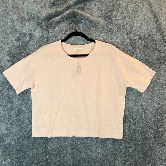 Madewell Marled Sweatshirt Tee Size Small Pink Short Sleeve Crop AN493 New - Picture 1 of 9